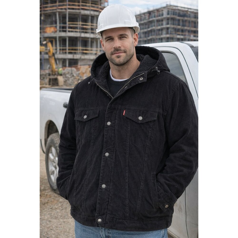 Levi’s 3XL Black Corduroy Sherpa Hooded Trucker Jacket NWT $200 Warm Winter